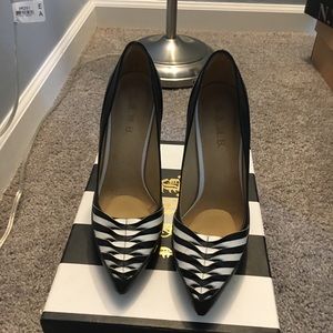 LAMB Black and white leather heels 7.5
